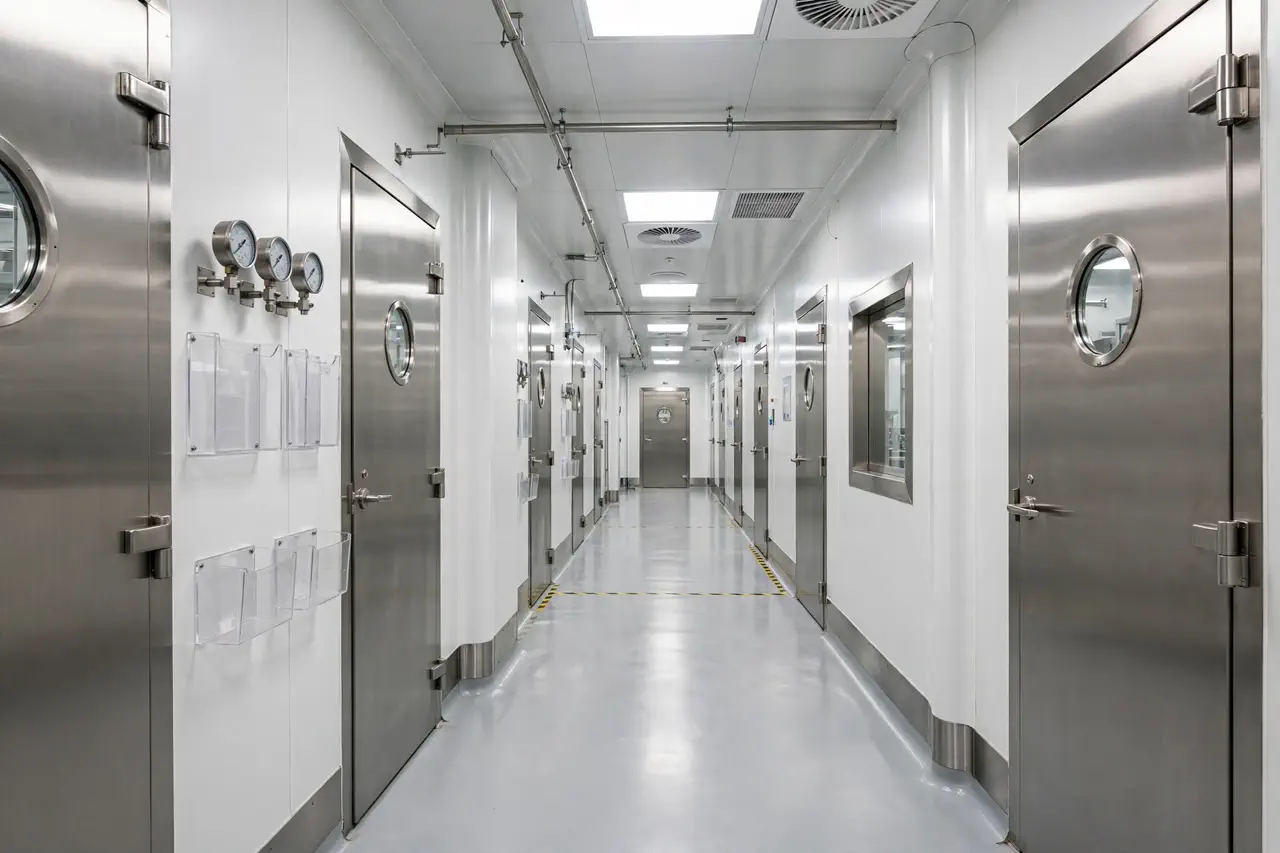 GMP manufacturing facility corridor